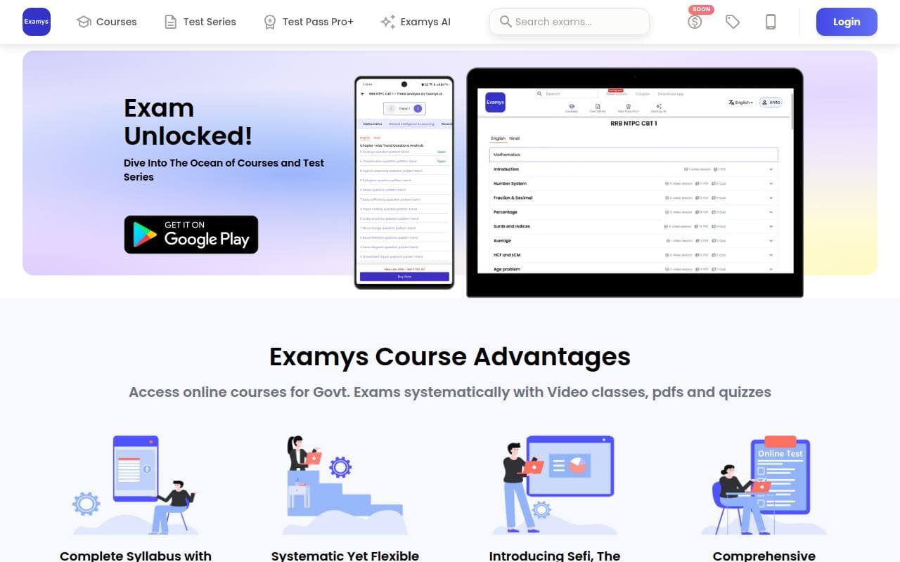 Examys homepage