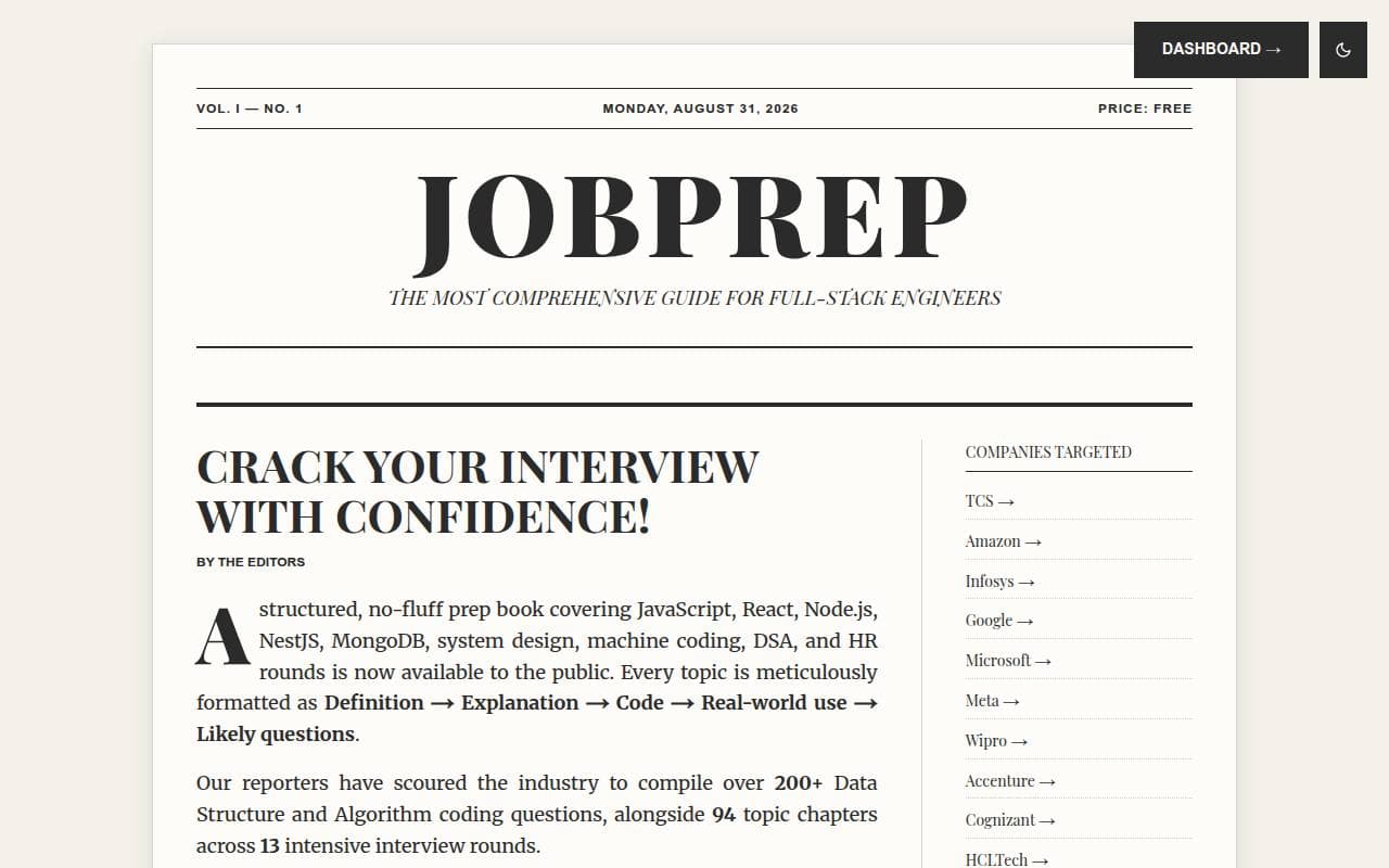 JobPrep homepage