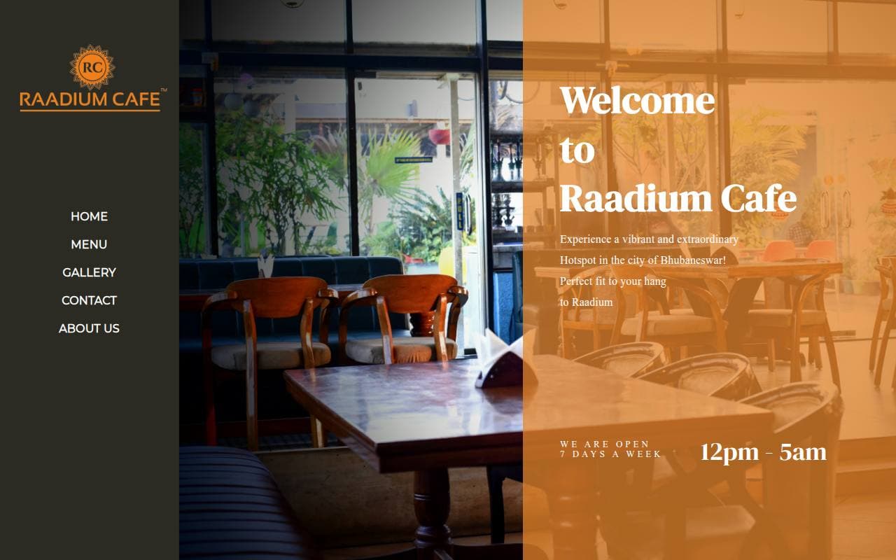 Raadium Cafe homepage