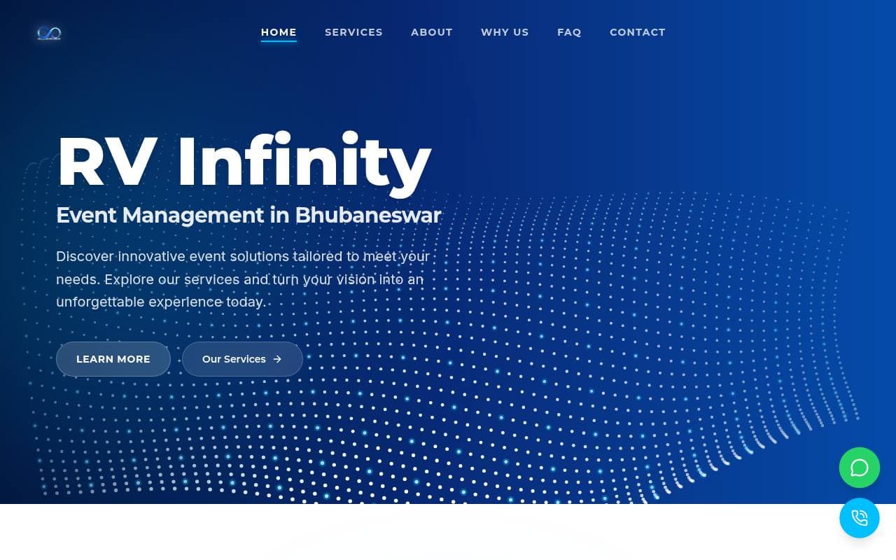 Homepage of the RV Infinity website