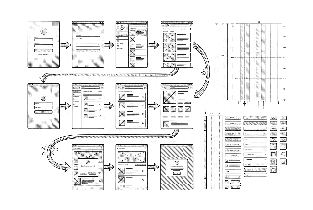 UI/UX & Product Design workflow illustration